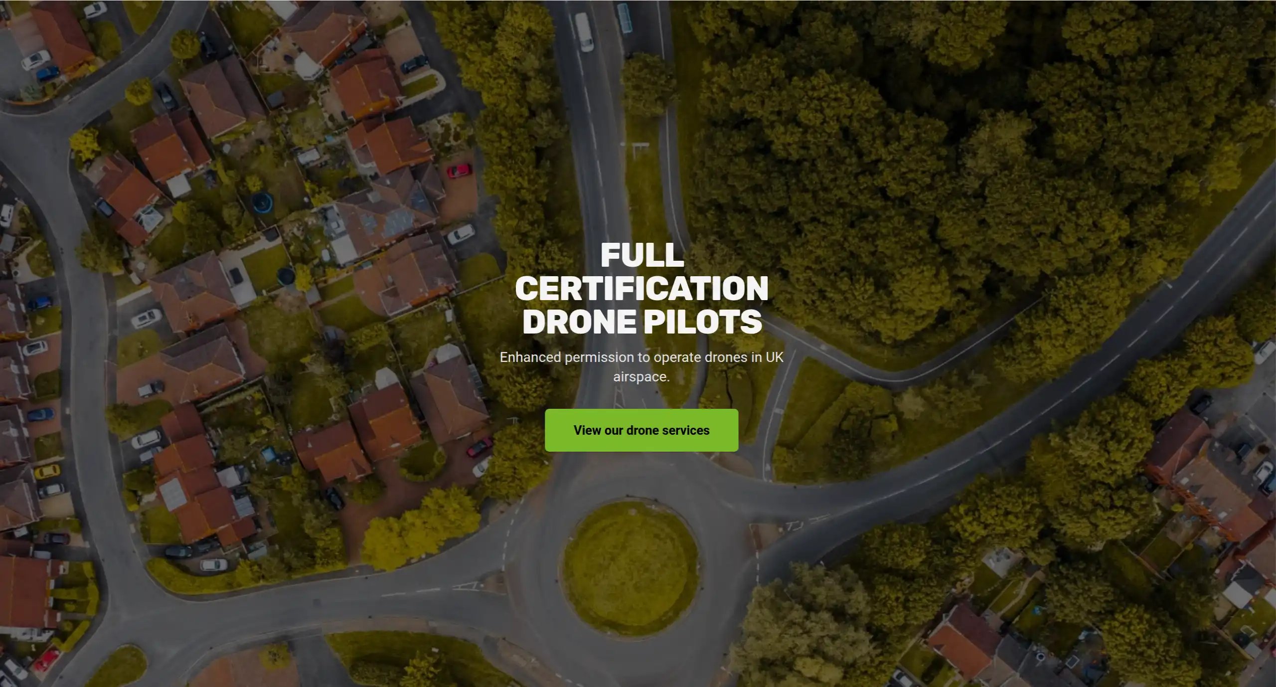 Quayle Industries homepage featuring aerial photography and drone pilot certification information